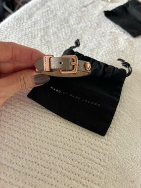 Marc Jacobs Taupe Leather Bracelet with Rose Gold Buckle